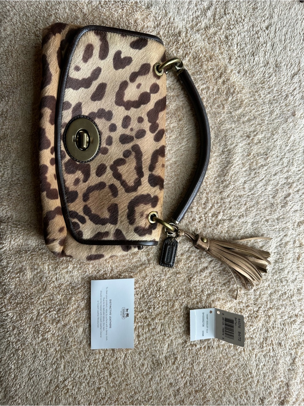 RARE Coach Hampton Ocelot Calfhair Clutch 44076 Leopard Vintage